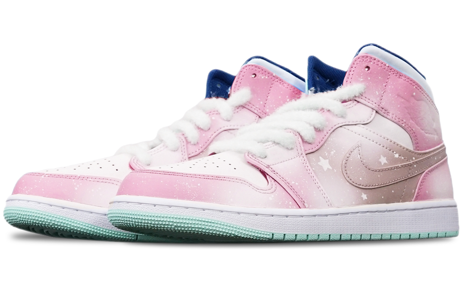 Lookbook Jordan 1 Mid "Copo Nieve Rosa" (Personalizadas) 554725-413(TeamT-桃红白融雪女S-BOX)