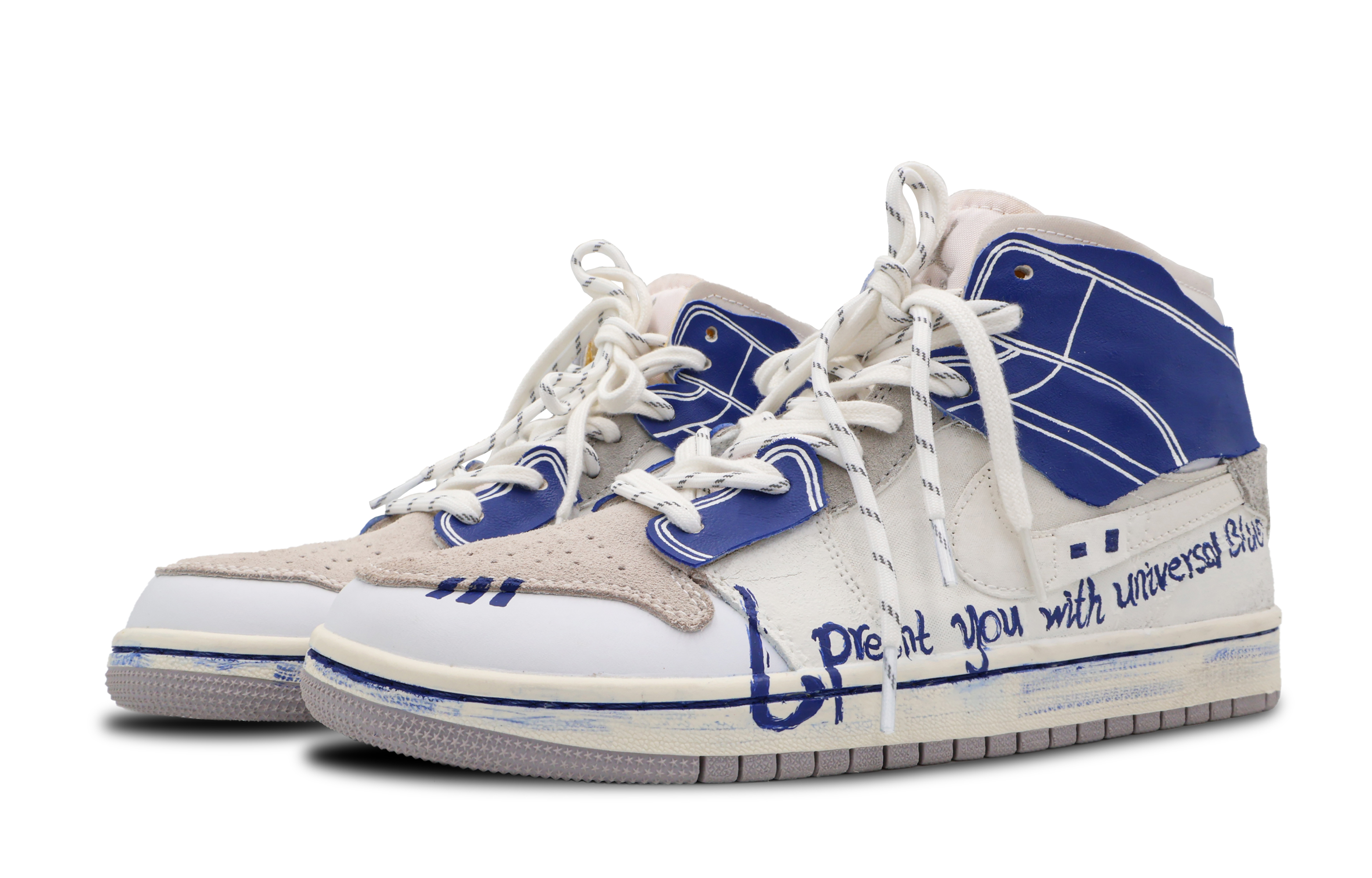 Lookbook [Kasut Custom] Air Jordan 1 Mid 'Cloud dan Blue Bell' DQ3726-100(Team53-女款云海风铃)