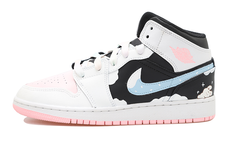 Order [Kasut Custom] Air Jordan 1 Mid 'Awan Biru Langit Arnab' 555112-061(Team拾玖-云朵兔S-BOX）