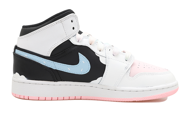 Lookbook [Kasut Custom] Air Jordan 1 Mid 'Awan Biru Langit Arnab' 555112-061(Team拾玖-云朵兔S-BOX）