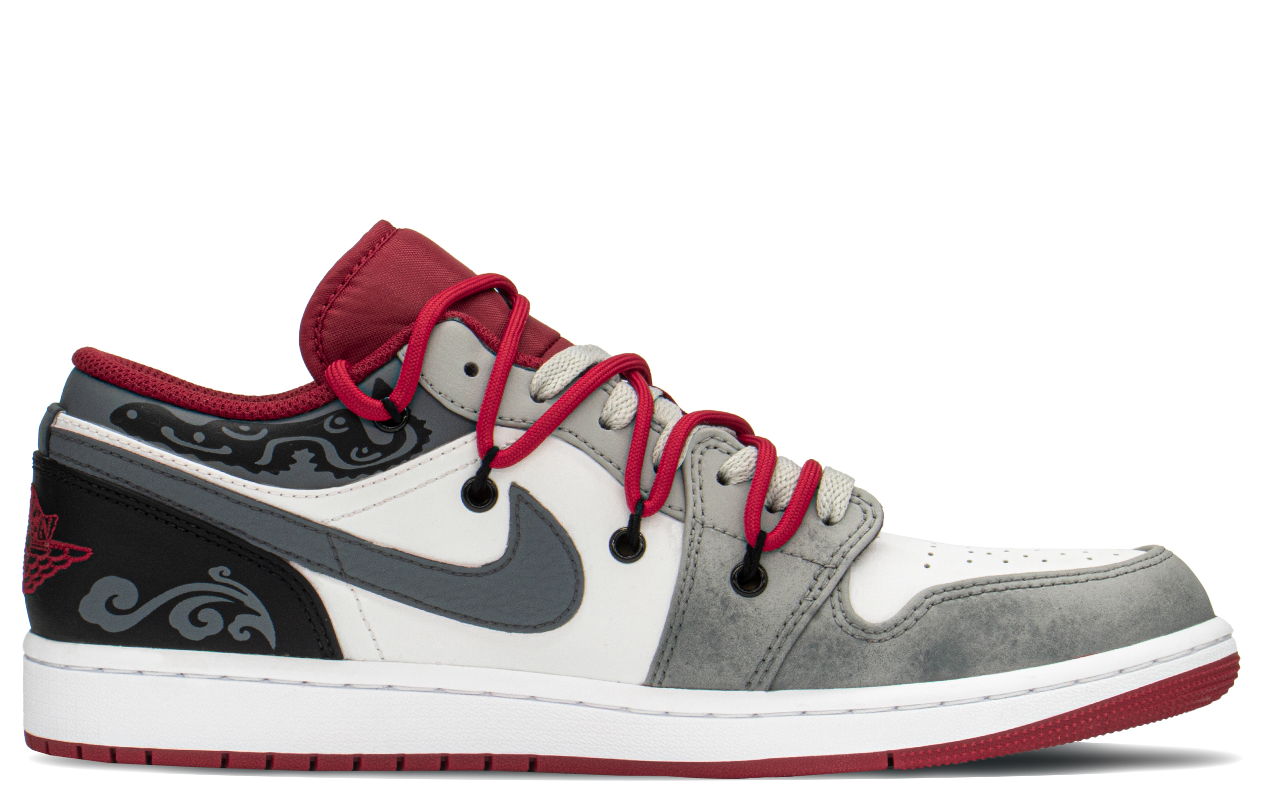 Order カスタムAJ1 Mid クラウドインク デコン BWグレー 553558-163(TeamA-AJ男云墨黑红)