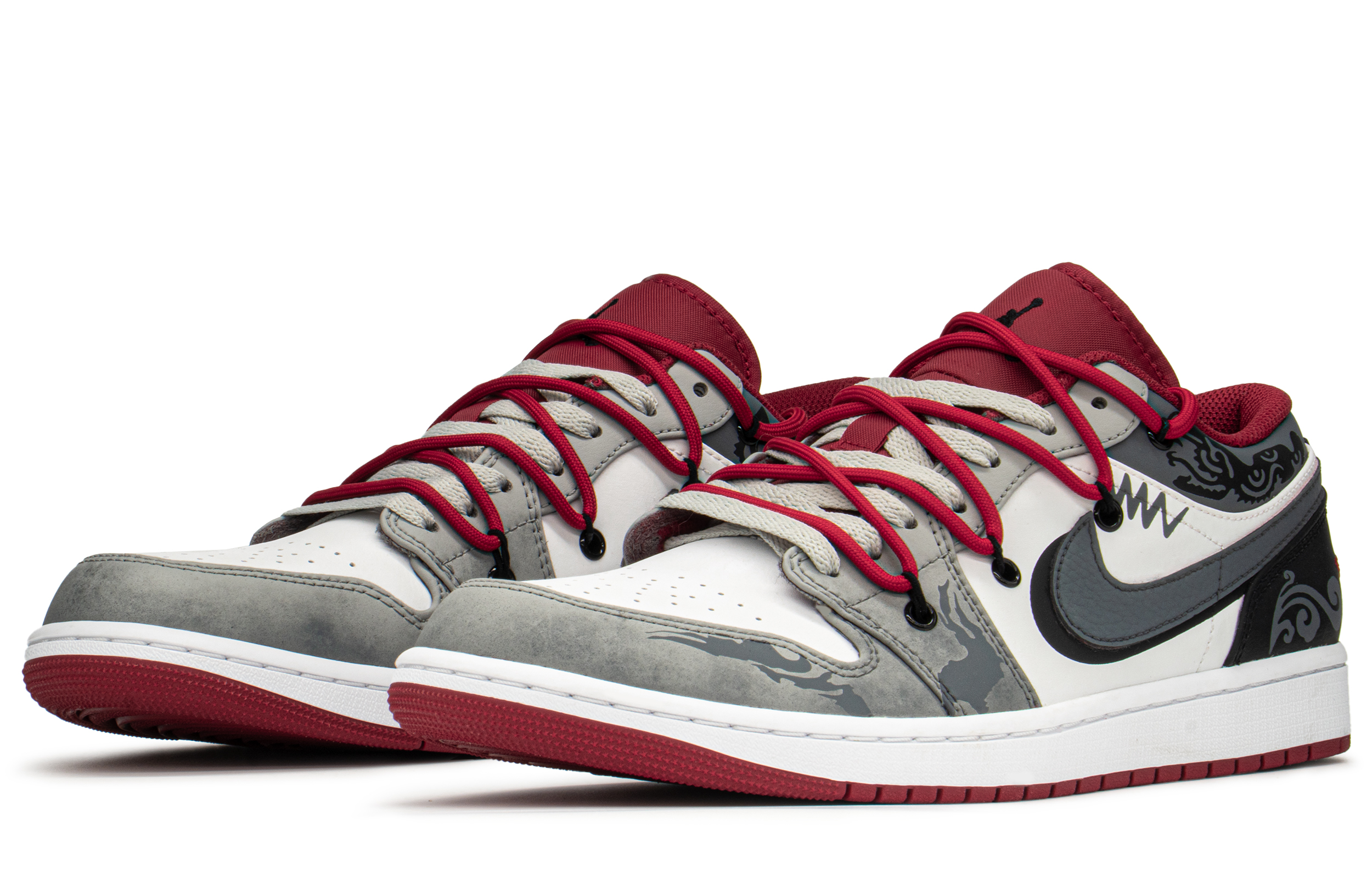 Lookbook カスタムAJ1 Mid クラウドインク デコン BWグレー 553558-163(TeamA-AJ男云墨黑红)