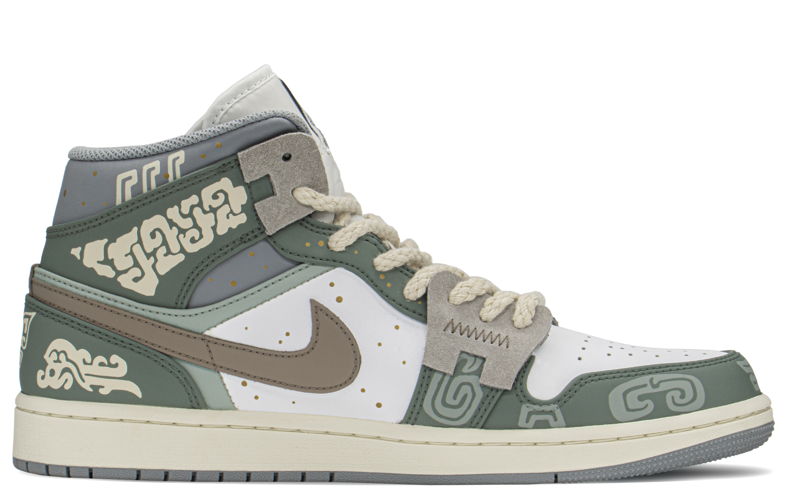 Order [Kasut Custom] Air Jordan 1 Mid 'CNY Gangsa Hijau Purba' 554724-135(TeamA-AJ男青铜器S-BOX)