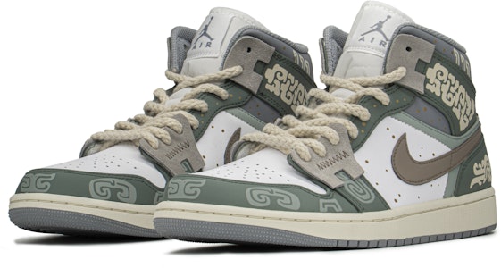 에어 조던 1 미드 'CNY 앤티크 브론즈 그린' (커스텀 슈즈) 554724-135(TeamA-AJ男青铜器S-BOX) Lookbook 에어 조던 1 미드 'CNY 앤티크 브론즈 그린' (커스텀 슈즈) 554724-135(TeamA-AJ男青铜器S-BOX)