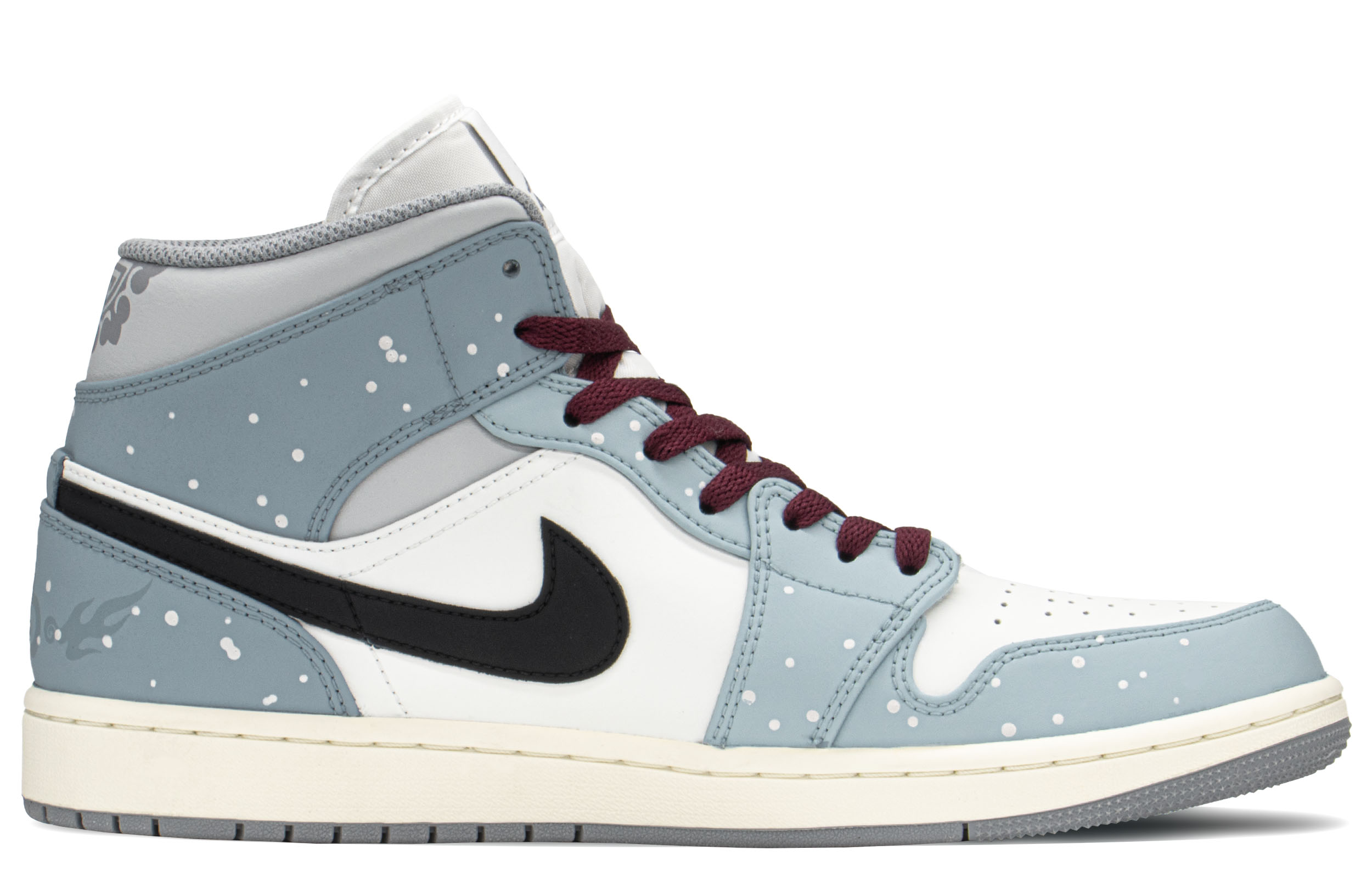 Order [Sepatu Kustom] Air Jordan 1 Mid 'CNY Dragon Print Biru Putih' 554724-135(TeamA-AJ男如意龙S-BOX)