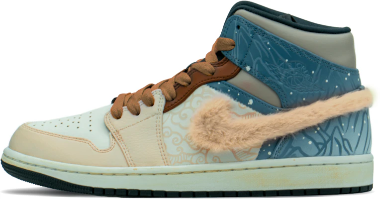 【定制球鞋】Jordan Air Jordan 1 CNY 禮盒 大好河山 雲紋 毛絨 中幫 復古籃球鞋 男款 藍粉黃 Order 【定制球鞋】Jordan Air Jordan 1 CNY 禮盒 大好河山 雲紋 毛絨 中幫 復古籃球鞋 男款 藍粉黃