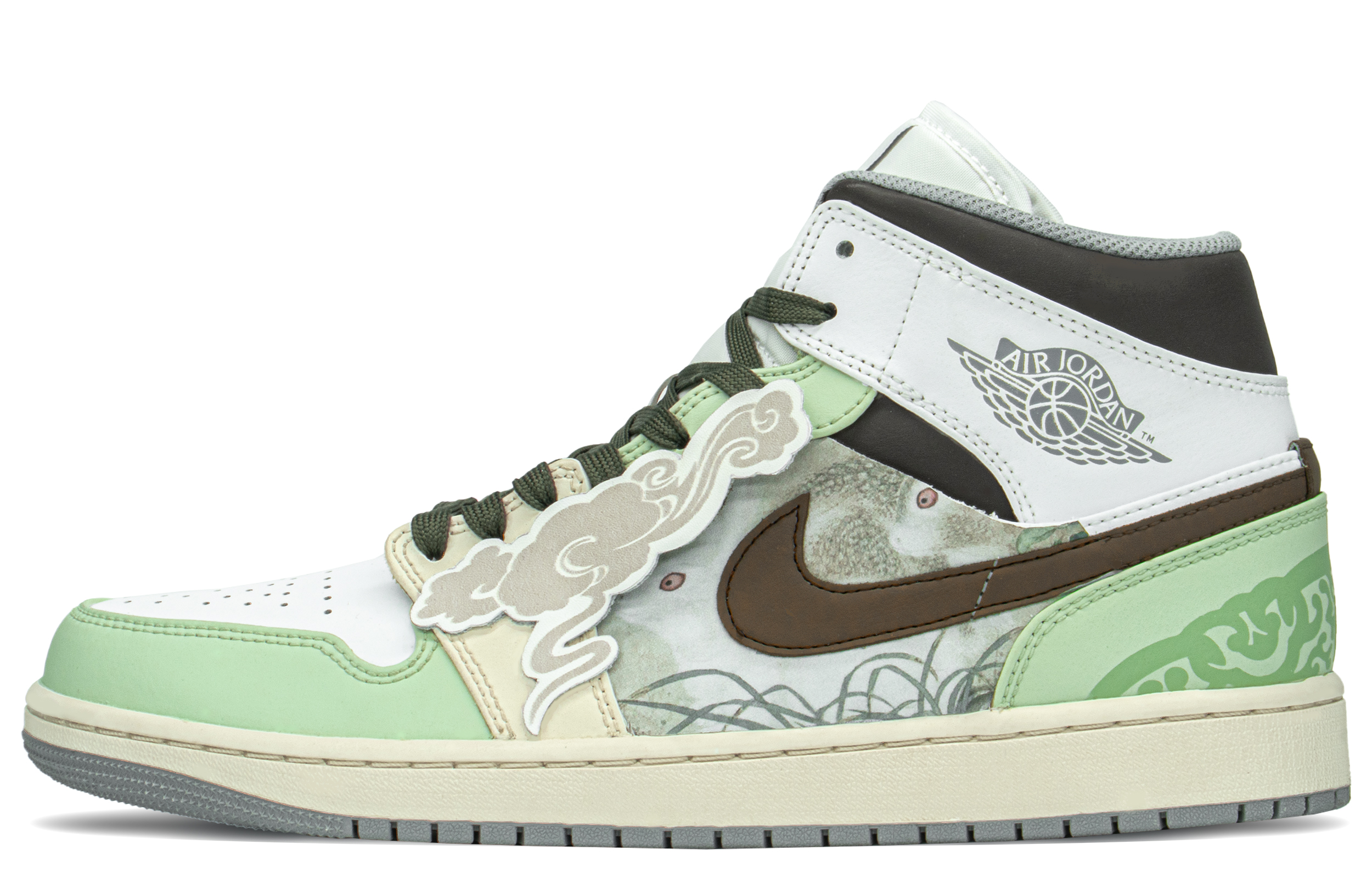 Buy カスタムAJ1ミッド "CNY翡翠兎" (白/緑) 554724-135(TeamA-AJ男卯兔迎春S-BOX)