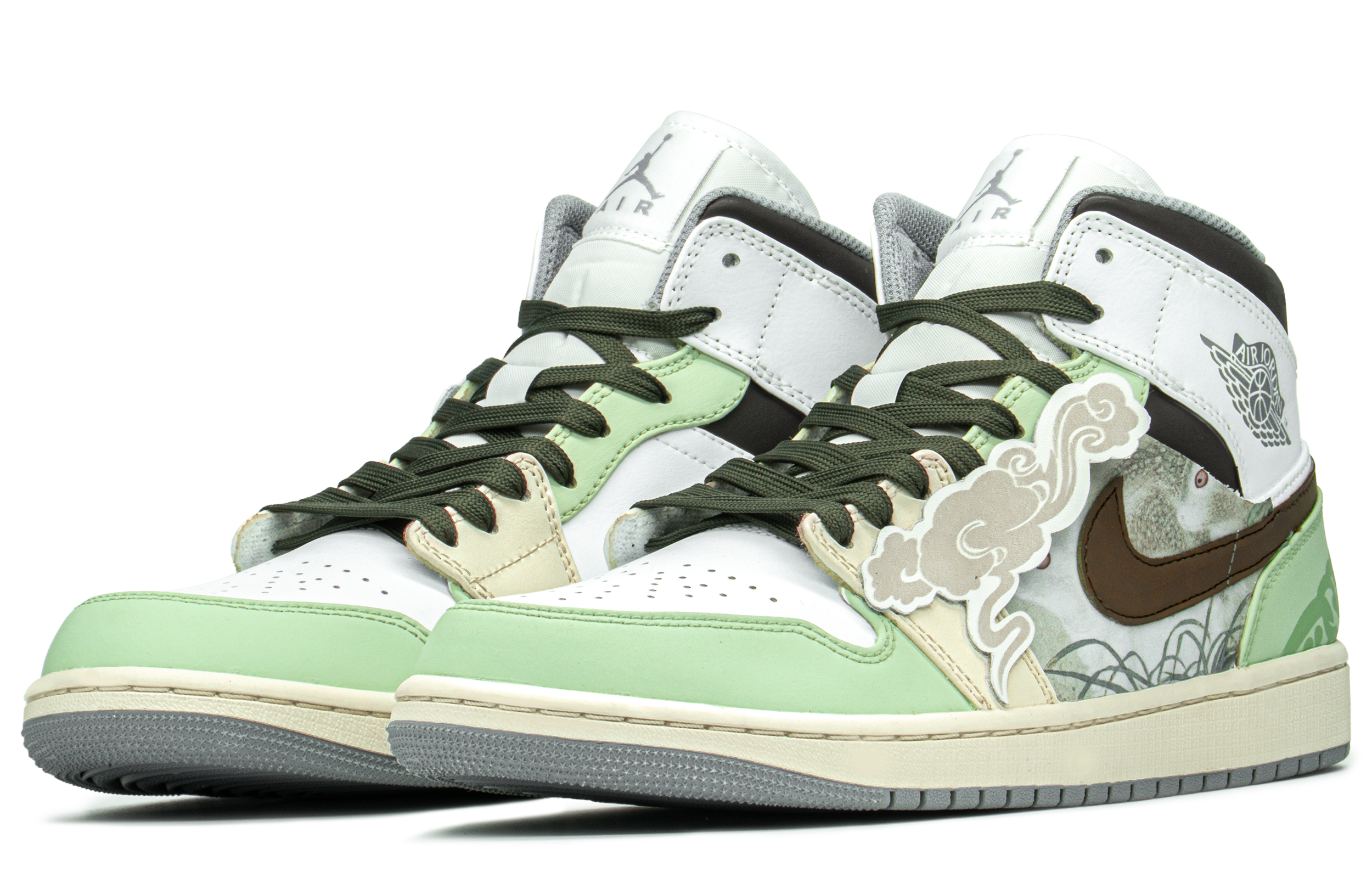 Lookbook カスタムAJ1ミッド "CNY翡翠兎" (白/緑) 554724-135(TeamA-AJ男卯兔迎春S-BOX)