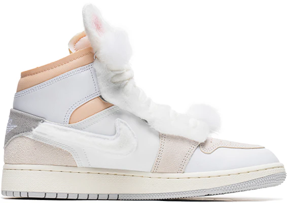 【定制球鞋】Jordan Air Jordan 1 Mid 野鶴製造 兔年限定 毛絨兔 CNY 新年款 中幫 復古籃球鞋 GS 白 Order 【定制球鞋】Jordan Air Jordan 1 Mid 野鶴製造 兔年限定 毛絨兔 CNY 新年款 中幫 復古籃球鞋 GS 白