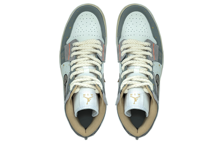 Purchase [Sepatu Kustom] Air Jordan 1 Mid 'CNY Tahun Macan Abu Putih' 554724-271(TeamA-恭喜发财S-BOX)