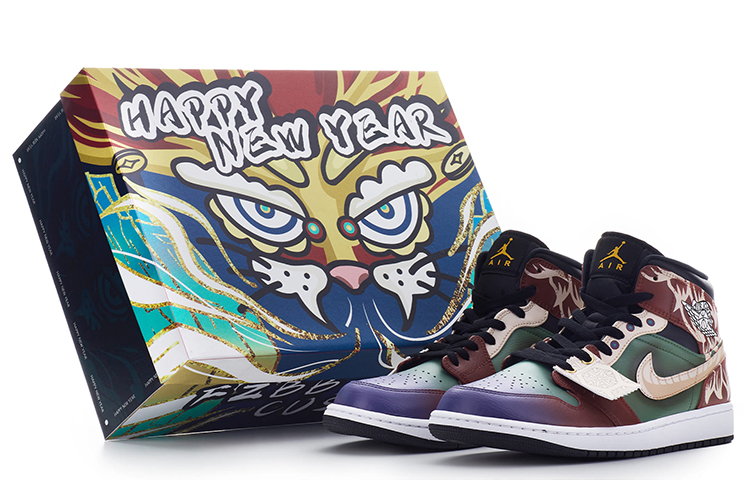 [Custom Shoes] Air Jordan 1 Mid 'CNY Wake Lion Gradient'