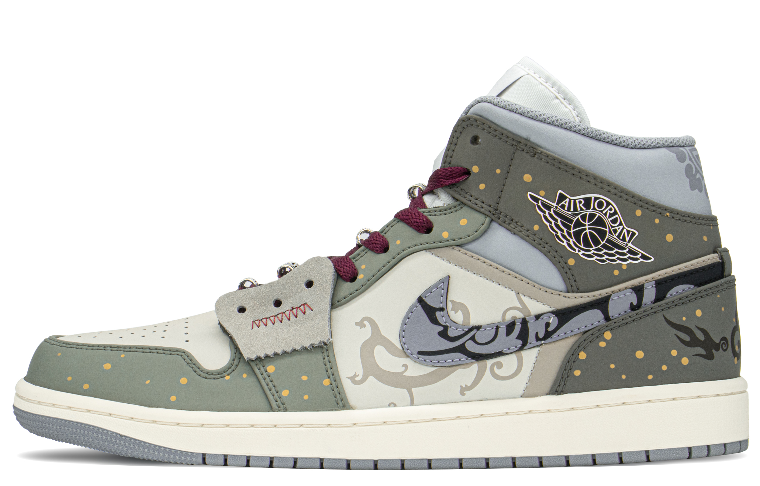 Buy カスタムAJ1 Mid "CNY 白緑" 554724-135(TeamA-AJ绿如意男S-BOX)