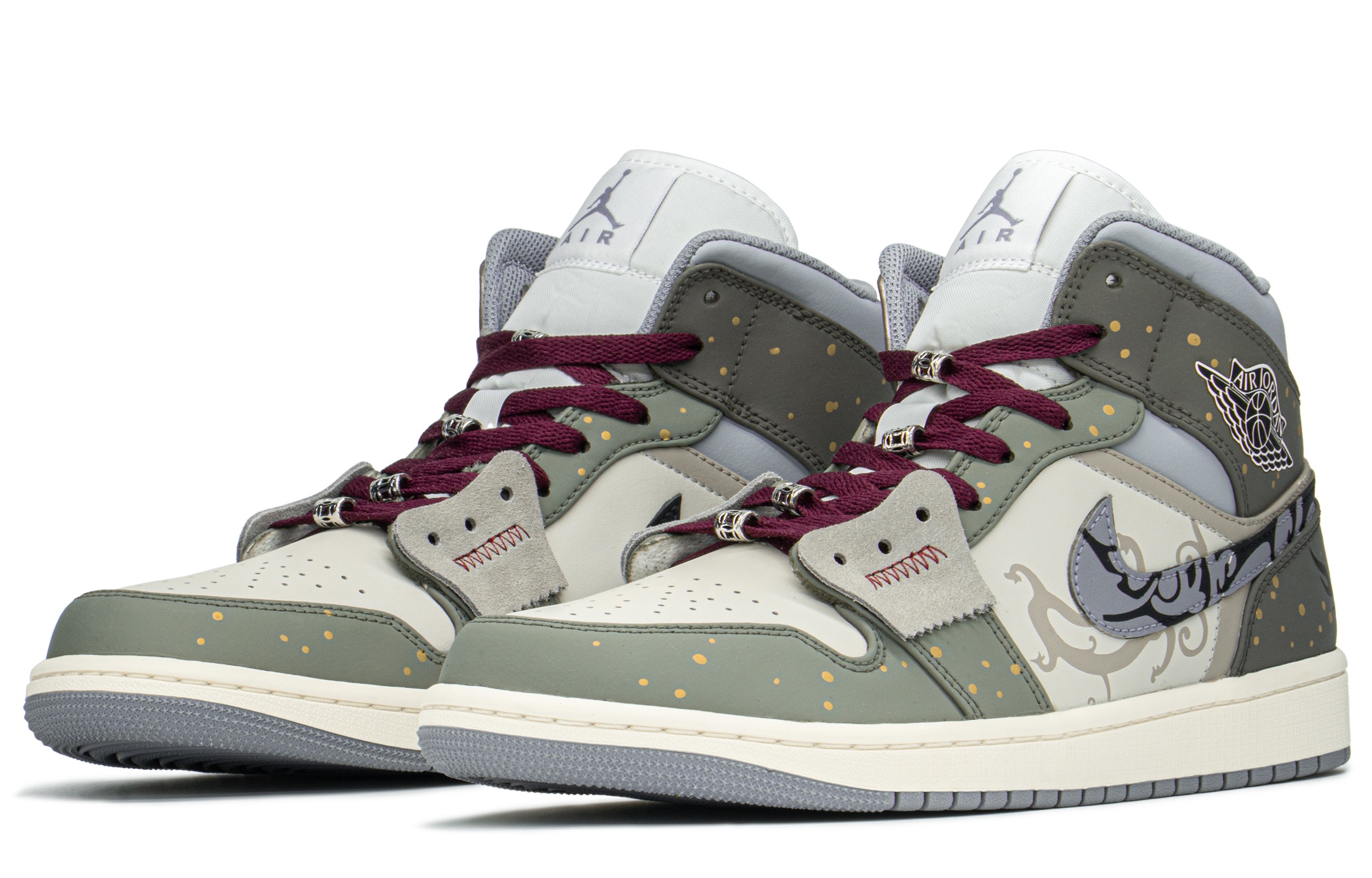 Lookbook カスタムAJ1 Mid "CNY 白緑" 554724-135(TeamA-AJ绿如意男S-BOX)