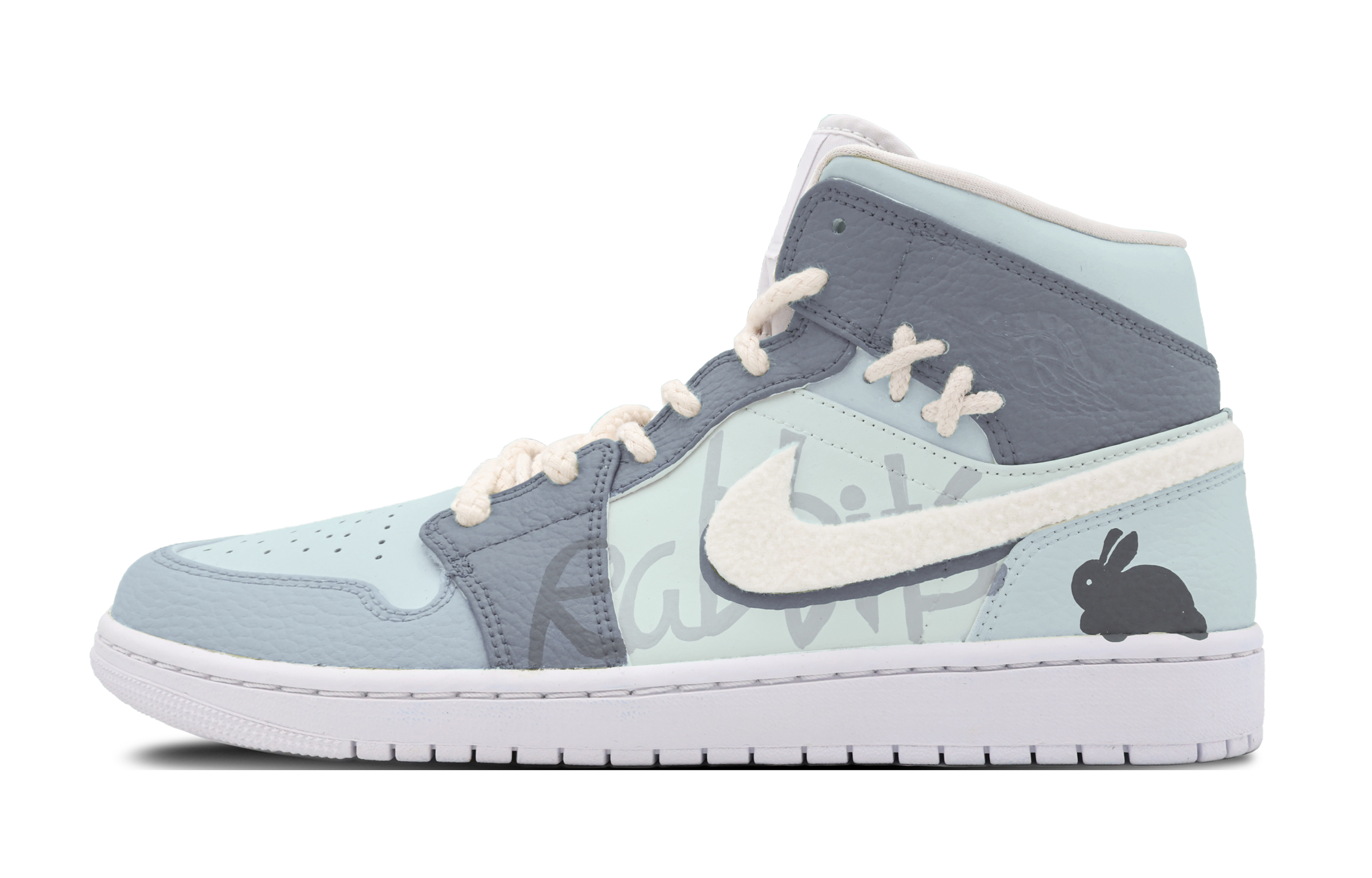 Buy [定制鞋款] Air Jordan 1 中帮 '冷灰蓝' 554725-130(Team53-女款冷艳兔兔)