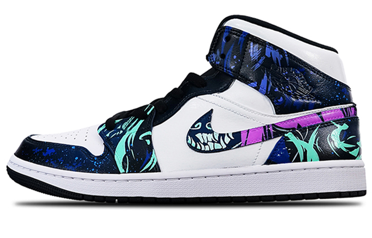 Buy 【定制球鞋】 Jordan Air Jordan 1 Mid 酷飒一夏 英雄聯盟 阿卡麗 電玩 中帮 復古籃球鞋 男款 紫藍
