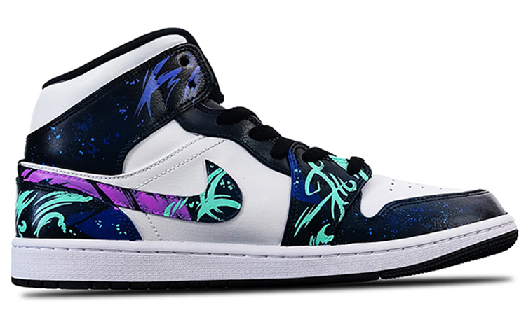 Order 【定制球鞋】 Jordan Air Jordan 1 Mid 酷飒一夏 英雄聯盟 阿卡麗 電玩 中帮 復古籃球鞋 男款 紫藍
