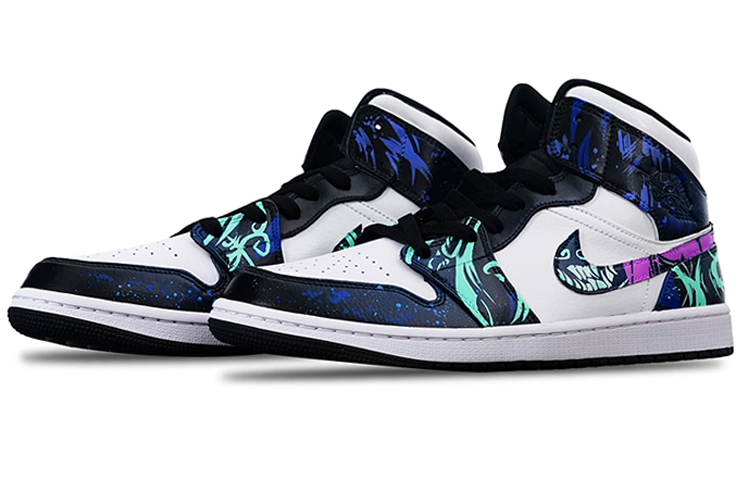Lookbook 【定制球鞋】 Jordan Air Jordan 1 Mid 酷飒一夏 英雄聯盟 阿卡麗 電玩 中帮 復古籃球鞋 男款 紫藍