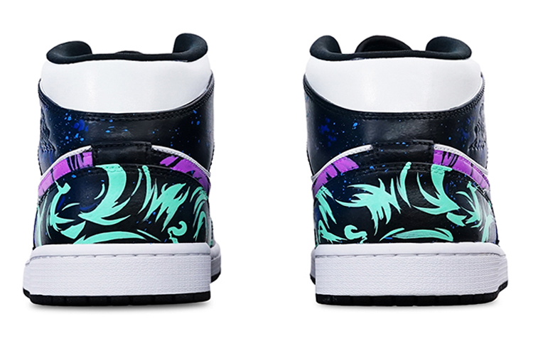 Shop 【定制球鞋】 Jordan Air Jordan 1 Mid 酷飒一夏 英雄聯盟 阿卡麗 電玩 中帮 復古籃球鞋 男款 紫藍