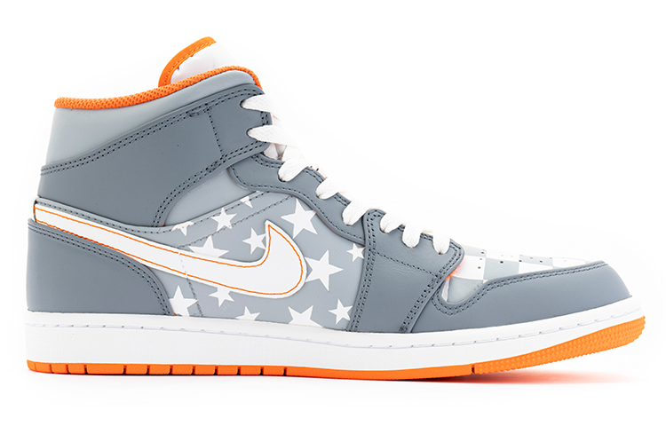 Order [Kasut Custom] Air Jordan 1 Mid 'Camo Helang Kelabu Putih Oren' DM3531-800(TeamB-男款鸽子灰橙)