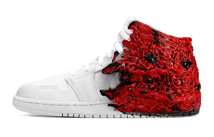 Buy [Sepatu Kustom] Air Jordan 1 Mid 'Cthulhu Mythos Unclean Sumber Merah-Hitam-Putih' 554725-126(TeamY-女款克苏鲁神话黑红)