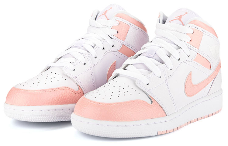 Lookbook Zapatillas Personalizadas Air Jordan 1 Mid Rosa-Naranja 554724-130(Team18-AJ男款橘粉白组合QD)