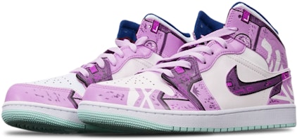 【訂製球鞋】 Jordan Air Jordan 1 Mid 藍薄荷 賽博朋克 限量鞋盒 復古籃球鞋 GS 紫紅白 Lookbook 【訂製球鞋】 Jordan Air Jordan 1 Mid 藍薄荷 賽博朋克 限量鞋盒 復古籃球鞋 GS 紫紅白