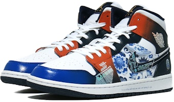【訂製球鞋】Jordan Air Jordan 1 Mid 網路·青花磁 東方夢幻 中筒 復古籃球鞋 男款 黑白藍 Lookbook 【訂製球鞋】Jordan Air Jordan 1 Mid 網路·青花磁 東方夢幻 中筒 復古籃球鞋 男款 黑白藍