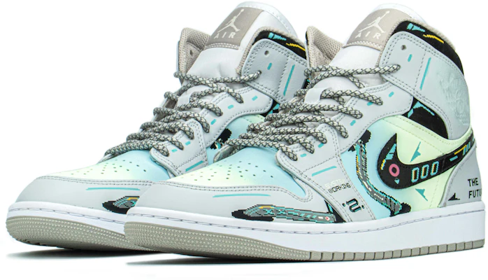 에어 조던 1 미드 '사이버펑크 2.0 픽셀 솜사탕' (커스텀) 554724-082(TeamA-男款赛博蓝绿棉花糖) Lookbook 에어 조던 1 미드 '사이버펑크 2.0 픽셀 솜사탕' (커스텀) 554724-082(TeamA-男款赛博蓝绿棉花糖)