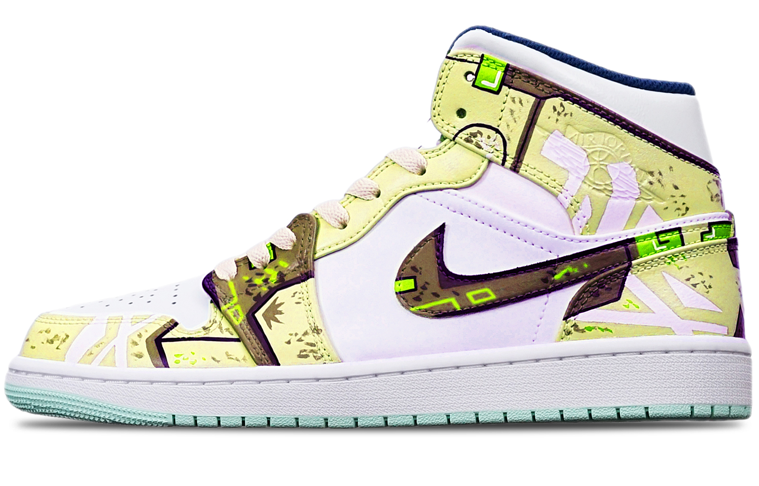 Buy Zapatillas Air Jordan 1 Mid 'Cyberpunk Gundam Amarillo Desgastado' 554724-413(TeamT-战损机械沙漠黄S-BOX)
