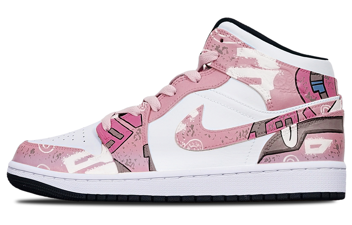 Order 【定制球鞋】 乔丹 Air Jordan 1 Mid 机械赛博朋克 战损高达风 限量特殊鞋盒 中帮 复古篮球鞋 GS 藕白