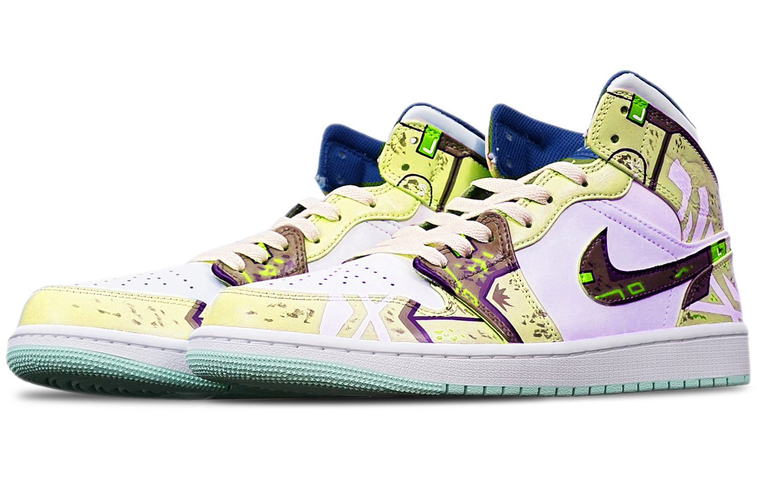 Lookbook Zapatillas Air Jordan 1 Mid 'Cyberpunk Gundam Amarillo Desgastado' 554724-413(TeamT-战损机械沙漠黄S-BOX)