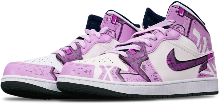 【定制鞋款】Air Jordan 1 Mid '赛博朋克战损紫红白' 554725-075(TeamT-黑底战损紫红女S-BOX) Lookbook 【定制鞋款】Air Jordan 1 Mid '赛博朋克战损紫红白' 554725-075(TeamT-黑底战损紫红女S-BOX)