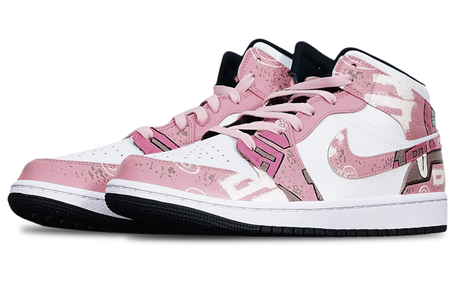 Shop 【定制球鞋】 乔丹 Air Jordan 1 Mid 机械赛博朋克 战损高达风 限量特殊鞋盒 中帮 复古篮球鞋 GS 藕白