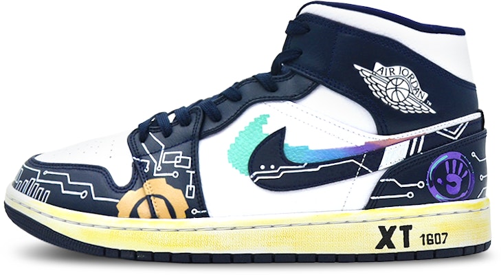 【訂製球鞋】 Jordan Air Jordan 1 Mid 賽博龐克 氧化 像素風 中筒 復古籃球鞋 男款 黑白 Buy 【訂製球鞋】 Jordan Air Jordan 1 Mid 賽博龐克 氧化 像素風 中筒 復古籃球鞋 男款 黑白