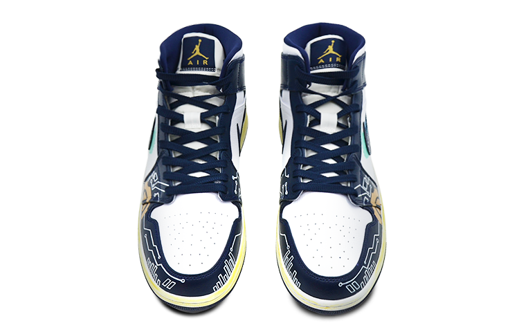Shop 【訂製球鞋】 Jordan Air Jordan 1 Mid 賽博龐克 氧化 像素風 中筒 復古籃球鞋 男款 黑白