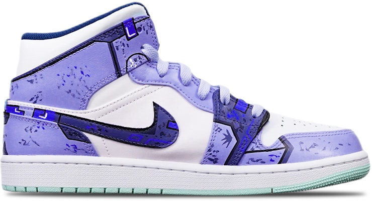 커스텀 에어 조던 1 미드 '사이버펑크 블루 민트' 554725-413(TeamT-战损机械紫白女S-BOX) Order 커스텀 에어 조던 1 미드 '사이버펑크 블루 민트' 554725-413(TeamT-战损机械紫白女S-BOX)