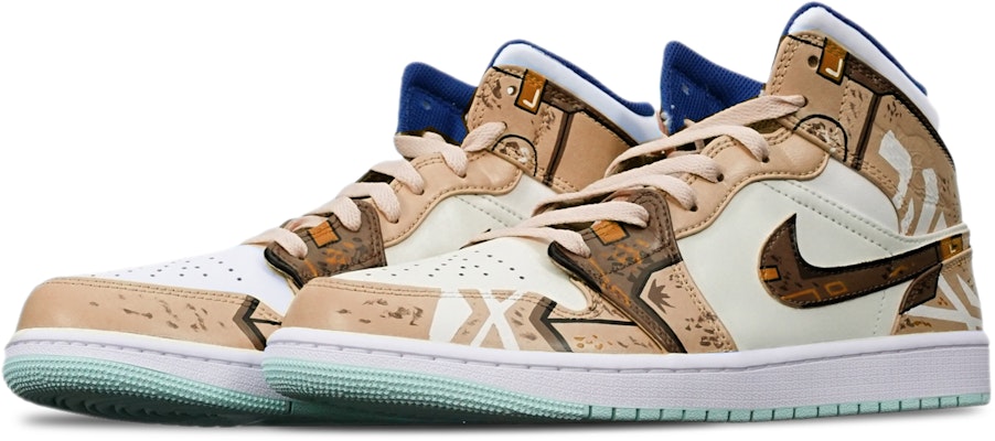 에어 조던 1 미드 '사이버펑크 블루 민트' (커스텀) 554725-413(TeamT-战损卡其白女S-BOX) Lookbook 에어 조던 1 미드 '사이버펑크 블루 민트' (커스텀) 554725-413(TeamT-战损卡其白女S-BOX)