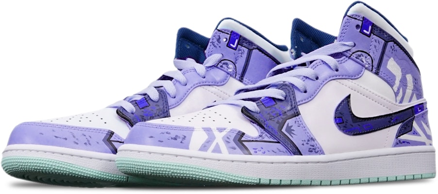 커스텀 에어 조던 1 미드 '사이버펑크 블루 민트' 554725-413(TeamT-战损机械紫白女S-BOX) Lookbook 커스텀 에어 조던 1 미드 '사이버펑크 블루 민트' 554725-413(TeamT-战损机械紫白女S-BOX)