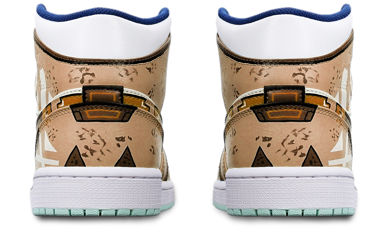 Shop [Sepatu Kustom] Air Jordan 1 Mid 'Cyberpunk Biru Mint' 554725-413(TeamT-战损卡其白女S-BOX)