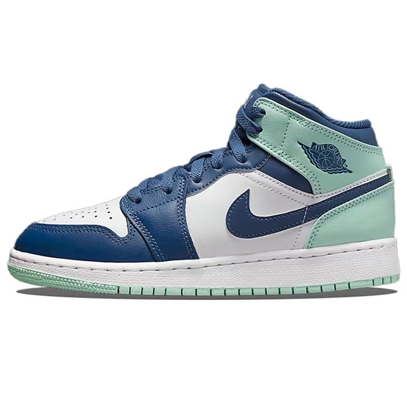 Purchase [Sepatu Kustom] Air Jordan 1 Mid 'Cyberpunk Biru Mint' 554725-413(TeamT-战损卡其白女S-BOX)