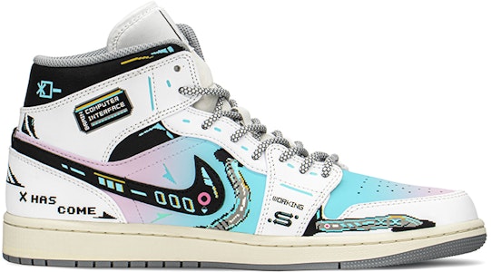 【定制球鞋】Jordan Air Jordan 1 Mid 賽博朋克 機能電玩像素 棉花糖 中幫 復古籃球鞋 男款 藍粉 Order 【定制球鞋】Jordan Air Jordan 1 Mid 賽博朋克 機能電玩像素 棉花糖 中幫 復古籃球鞋 男款 藍粉