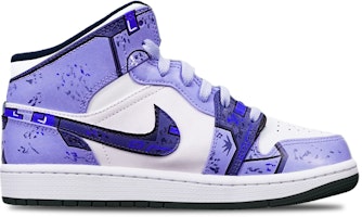【定制球鞋】Jordan Air Jordan 1 Mid 賽博朋克 黑底戰損 高達機械風 限量鞋盒 防滑耐磨 中幫 復古籃球鞋 GS 藍紫白 Order 【定制球鞋】Jordan Air Jordan 1 Mid 賽博朋克 黑底戰損 高達機械風 限量鞋盒 防滑耐磨 中幫 復古籃球鞋 GS 藍紫白