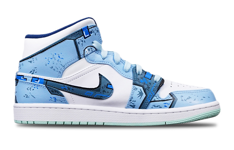 Order 에어 조던 1 미드 '사이버펑크 크리스마스' (AJ1 사이버펑크 크리스마스) 554725-413(TeamT-圣诞雾霾蓝女S-BOX)
