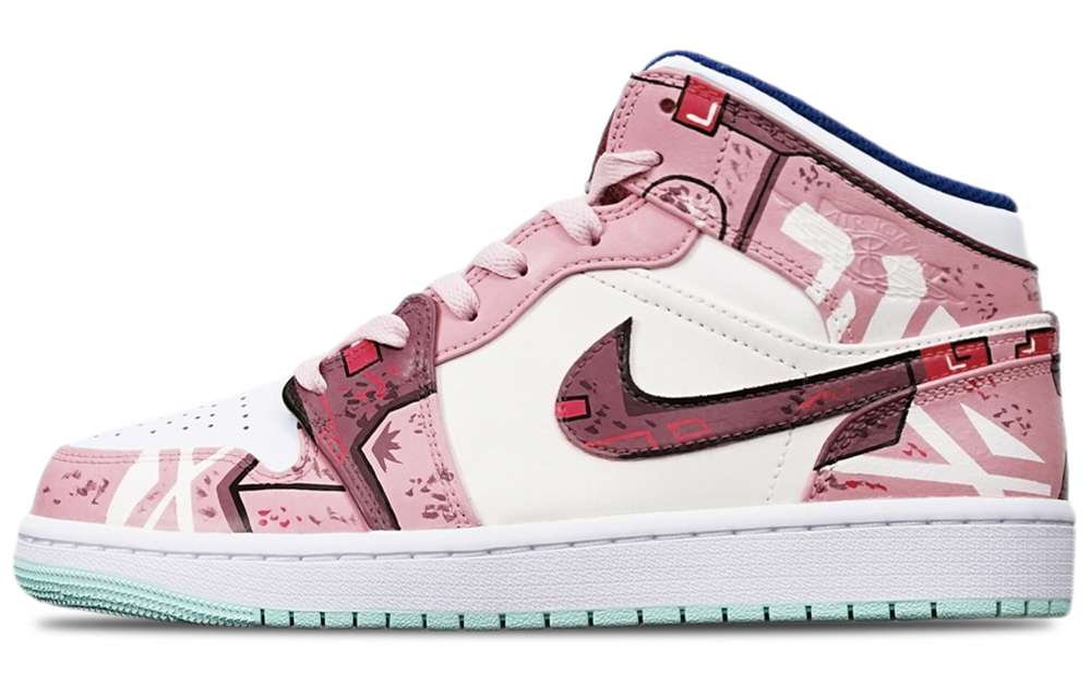 Order [Kasut Custom] Air Jordan 1 Mid 'Cyberpunk Gundam Mecha Biru Pudina Rosak' 554725-413(TeamT-战损藕白女S-BOX)