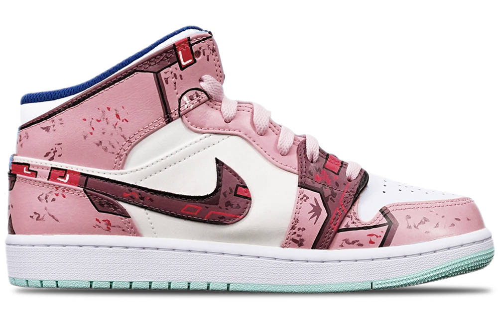 Lookbook [Kasut Custom] Air Jordan 1 Mid 'Cyberpunk Gundam Mecha Biru Pudina Rosak' 554725-413(TeamT-战损藕白女S-BOX)