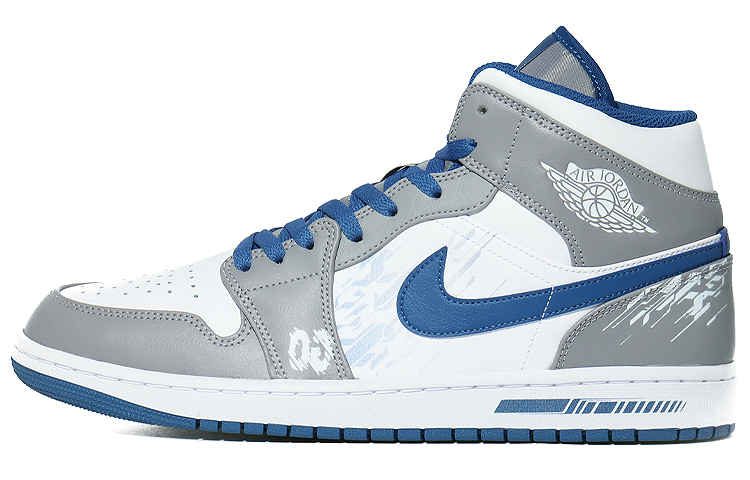 Buy [Zapatillas Personalizadas] Air Jordan 1 Mid 'Cyberpunk Gris Blanco Azul' DQ8426-014(Team10-回到未来）