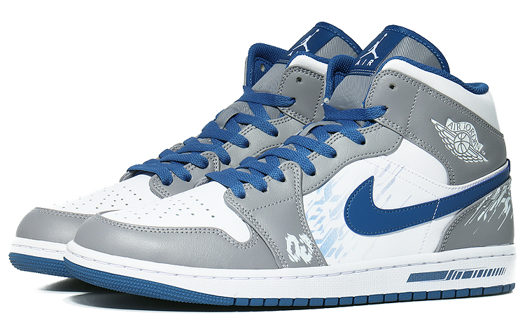 Lookbook [Zapatillas Personalizadas] Air Jordan 1 Mid 'Cyberpunk Gris Blanco Azul' DQ8426-014(Team10-回到未来）