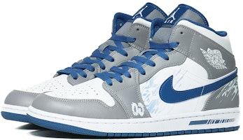 【定製球鞋】Jordan Air Jordan 1 賽博朋克 科技未來 中筒 復古籃球鞋 男款 灰白藍 Lookbook 【定製球鞋】Jordan Air Jordan 1 賽博朋克 科技未來 中筒 復古籃球鞋 男款 灰白藍