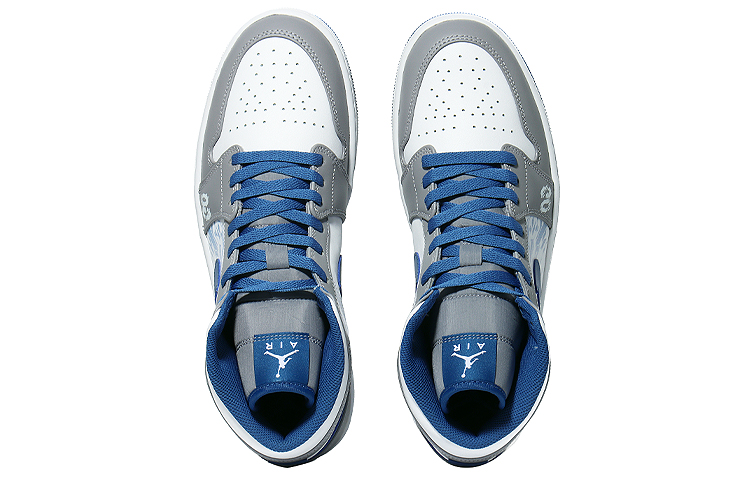 Shop [Zapatillas Personalizadas] Air Jordan 1 Mid 'Cyberpunk Gris Blanco Azul' DQ8426-014(Team10-回到未来）