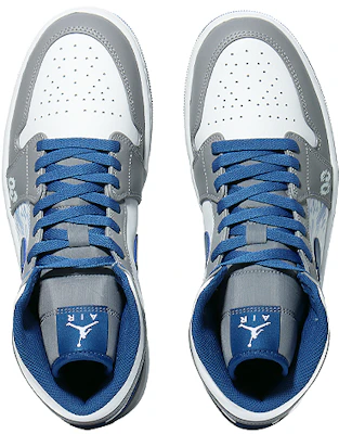 【定製球鞋】Jordan Air Jordan 1 賽博朋克 科技未來 中筒 復古籃球鞋 男款 灰白藍 Shop 【定製球鞋】Jordan Air Jordan 1 賽博朋克 科技未來 中筒 復古籃球鞋 男款 灰白藍